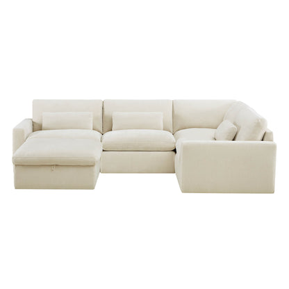 Ivy Modular 5-Seat Performance Fabric Sectional with Storage Ottoman
