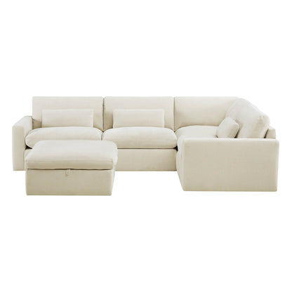 Ivy Modular 5-Seat Performance Fabric Sectional with Storage Ottoman