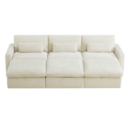 Ivy Modular 6-Seat Performance Fabric Bed Sectional with Storage Ottoman