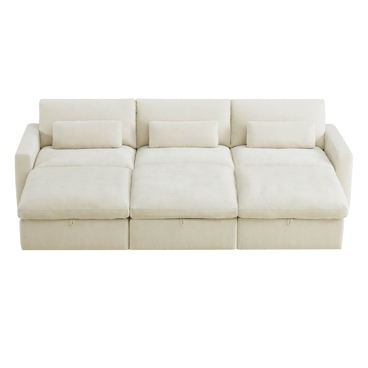 Ivy Modular 6-Seat Performance Fabric Bed Sectional with Storage Ottoman