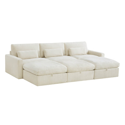 Ivy Modular 6-Seat Performance Fabric Bed Sectional with Storage Ottoman