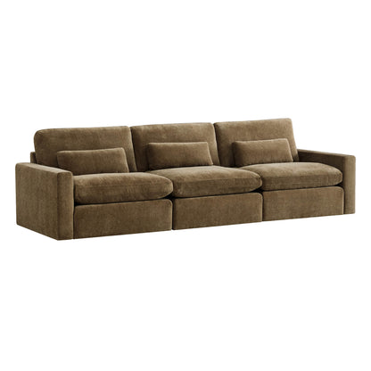 Ivy Modular 3-Seat Performance Fabric Sofa with Storage Ottoman