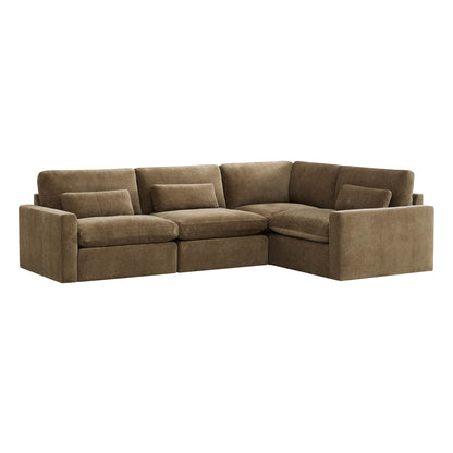 Ivy Modular 4-Seat Performance Fabric Sectional with Storage Ottoman