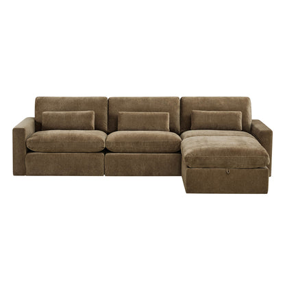Ivy Modular 4-Seat Performance Fabric Sectional with Storage Ottoman