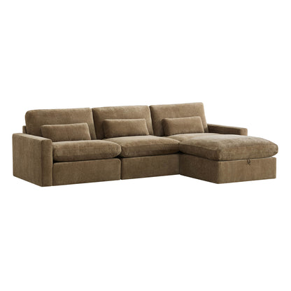 Ivy Modular 4-Seat Performance Fabric Sectional with Storage Ottoman