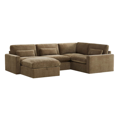 Ivy Modular 5-Seat Performance Fabric Sectional with Storage Ottoman