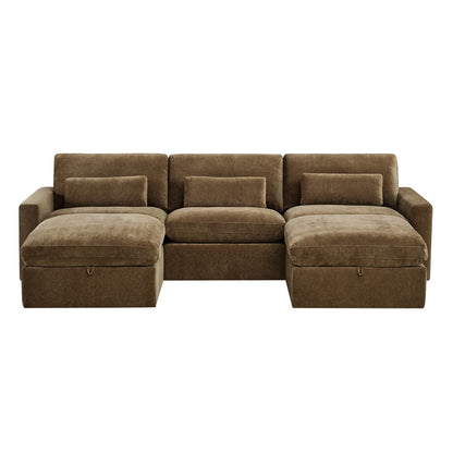 Ivy Modular 5-Seat Performance Fabric Sectional with Storage Ottoman