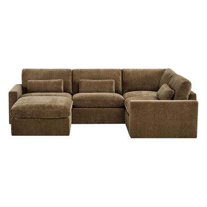 Ivy Modular 5-Seat Performance Fabric Sectional with Storage Ottoman