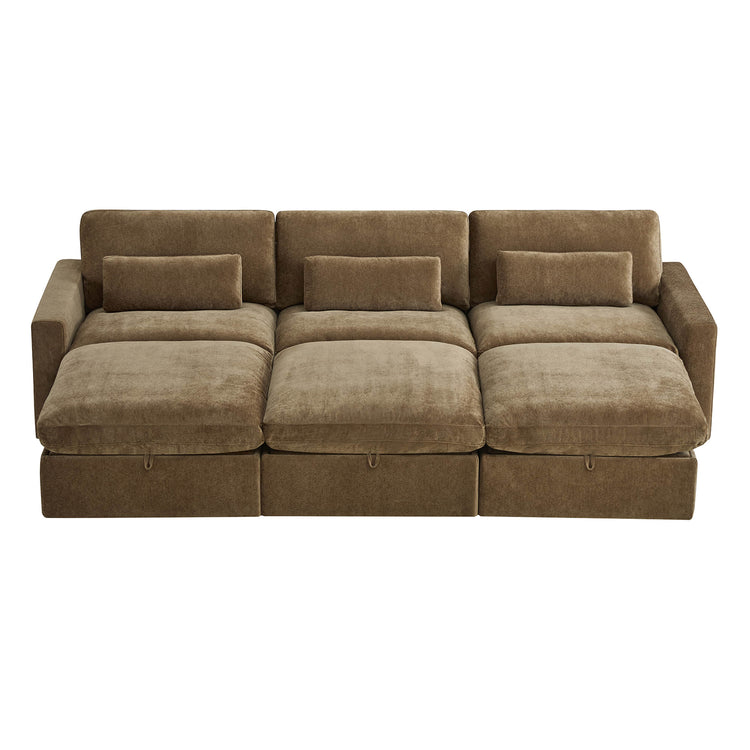 Ivy Modular 6-Seat Performance Fabric Bed Sectional with Storage Ottoman