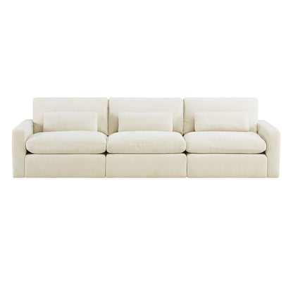 Ivy Modular 3-Seat Performance Fabric Sofa with Storage Ottoman