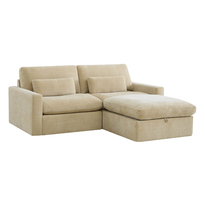 Ivy Modular 3-Seat Performance Fabric Sofa with Storage Ottoman