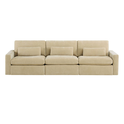 Ivy Modular 3-Seat Performance Fabric Sofa with Storage Ottoman