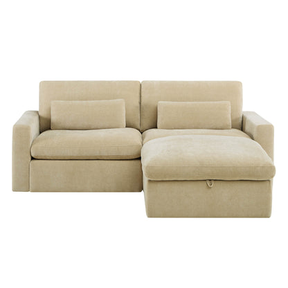 Ivy Modular 3-Seat Performance Fabric Sofa with Storage Ottoman