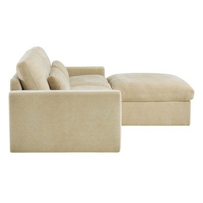 Ivy Modular 3-Seat Performance Fabric Sofa with Storage Ottoman