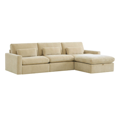 Ivy Modular 4-Seat Performance Fabric Sectional with Storage Ottoman