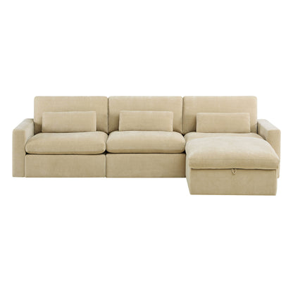 Ivy Modular 4-Seat Performance Fabric Sectional with Storage Ottoman