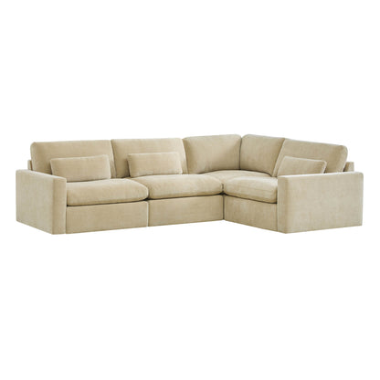 Ivy Modular 4-Seat Performance Fabric Sectional with Storage Ottoman