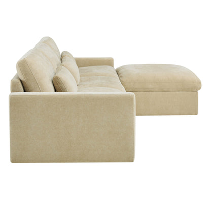 Ivy Modular 4-Seat Performance Fabric Sectional with Storage Ottoman