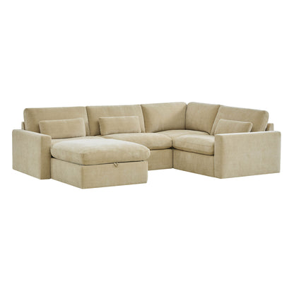 Ivy Modular 5-Seat Performance Fabric Sectional with Storage Ottoman