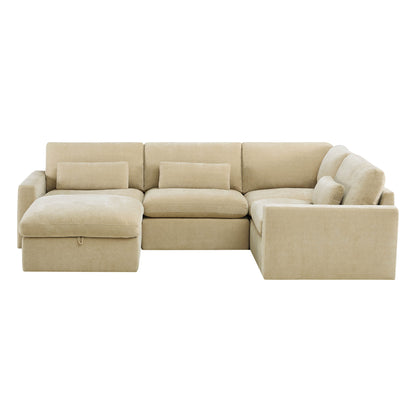 Ivy Modular 5-Seat Performance Fabric Sectional with Storage Ottoman