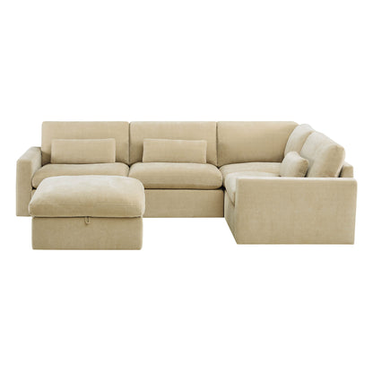 Ivy Modular 5-Seat Performance Fabric Sectional with Storage Ottoman