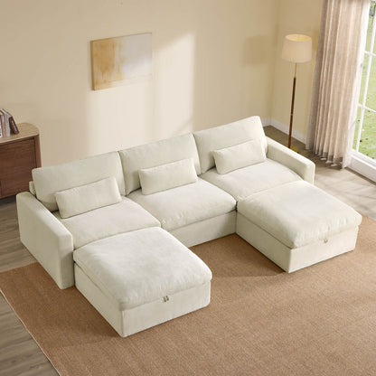 Ivy 5-Seat Performance Fabric Modular Sectional Sofa with Storage Ottoman