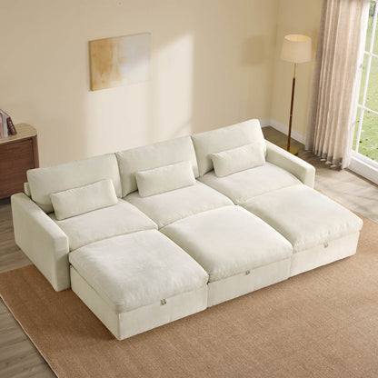 Ivy 6-Seat Performance Fabric Bed Modular Sectional Sofa with Storage Ottoman