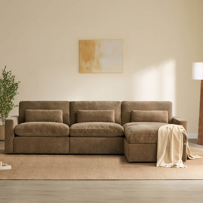 Ivy 4-Seat Performance Fabric Modular Sectional Sofa with Storage Ottoman