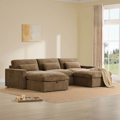 Ivy 5-Seat Performance Fabric Modular Sectional Sofa with Storage Ottoman