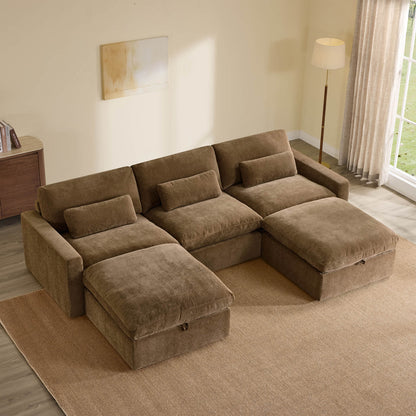 Ivy 5-Seat Performance Fabric Modular Sectional Sofa with Storage Ottoman