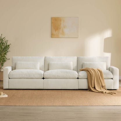 Ivy 3-Seat Performance Fabric Modular Sofa with Storage Ottoman