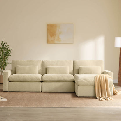 Ivy 4-Seat Performance Fabric Modular Sectional Sofa with Storage Ottoman