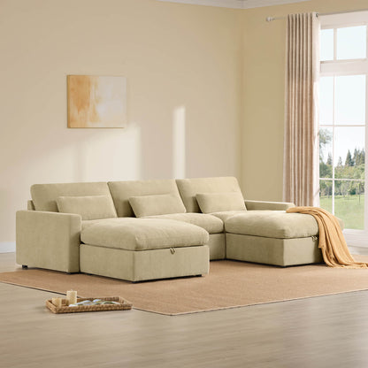 Ivy 5-Seat Performance Fabric Modular Sectional Sofa with Storage Ottoman