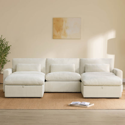 Ivy 5-Seat Performance Fabric Modular Sectional Sofa with Storage Ottoman