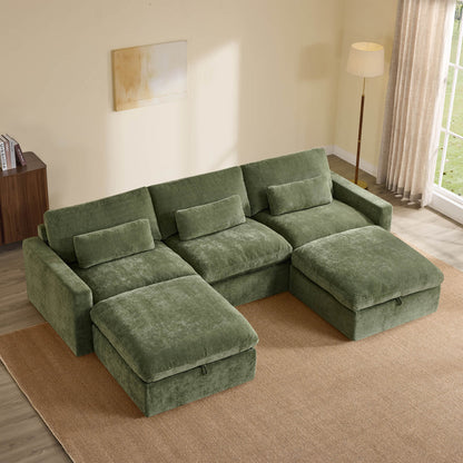 Ivy 5-Seat Performance Fabric Modular Sectional Sofa with Storage Ottoman