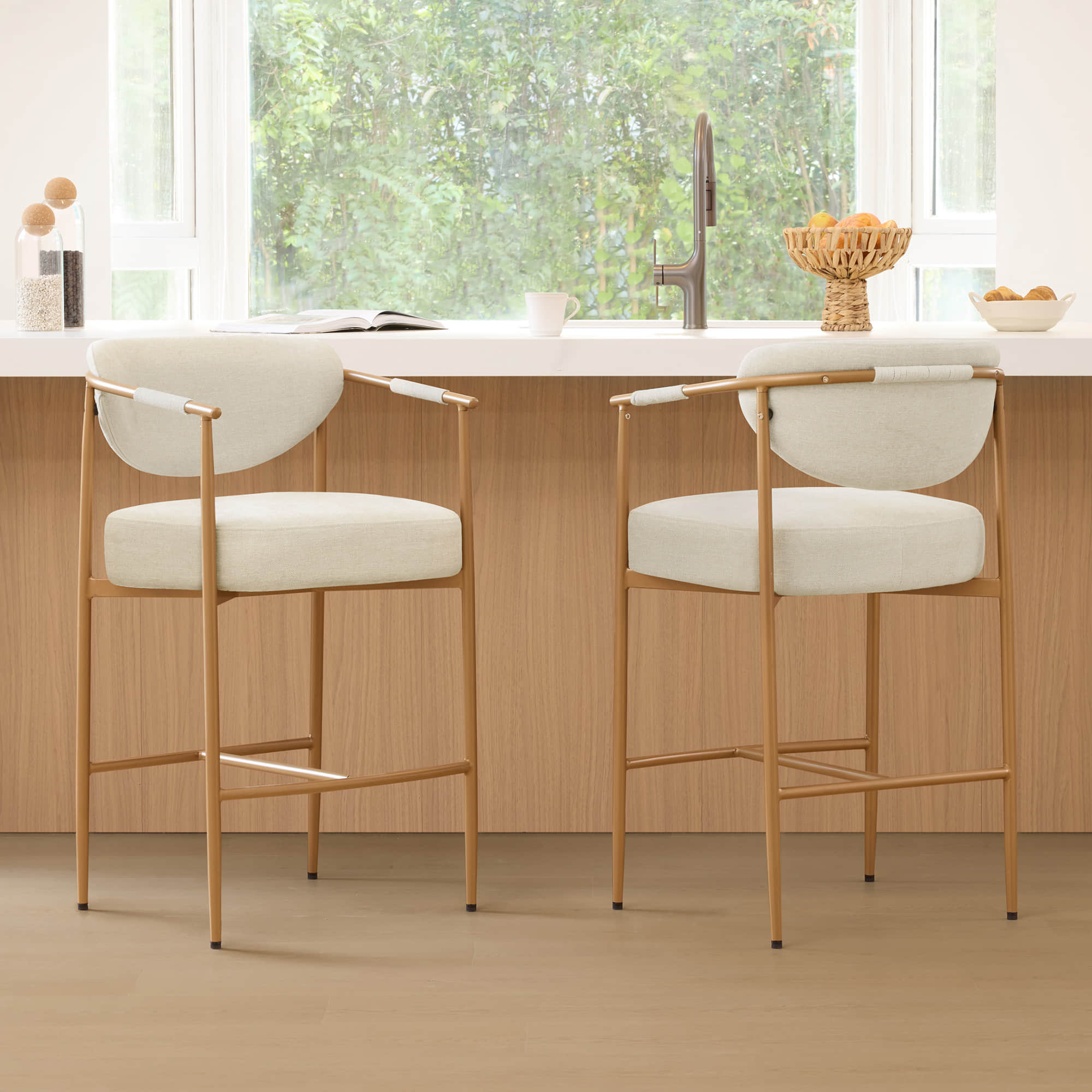 Jade Faux Leather Rope Counter Stool