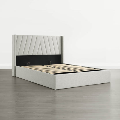 Jeffrey Wingback Upholstered Storage Platform Bed