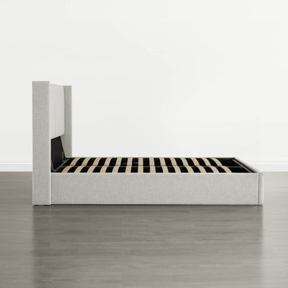 Jeffrey Wingback Upholstered Storage Platform Bed