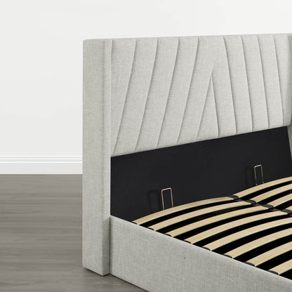 Jeffrey Wingback Upholstered Storage Platform Bed
