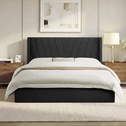 Jeffrey Wingback Upholstered Storage Platform Bed