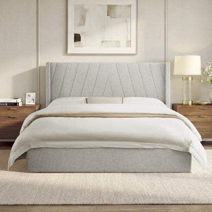 Jeffrey Wingback Upholstered Storage Platform Bed