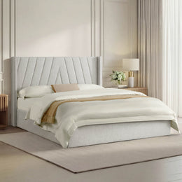 Jeffrey Wingback Upholstered Storage Platform Bed