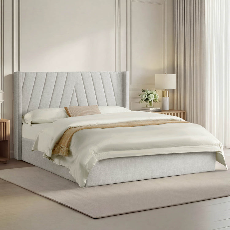 Jeffrey Wingback Upholstered Storage Platform Bed