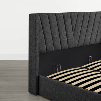 Jeffrey Wingback Upholstered Storage Platform Bed