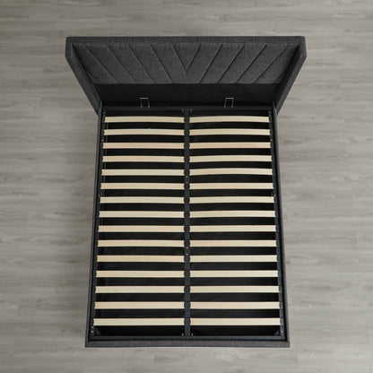 Jeffrey Wingback Upholstered Storage Platform Bed