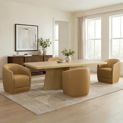 Jovie Cross Pedestal Wood Dining Table