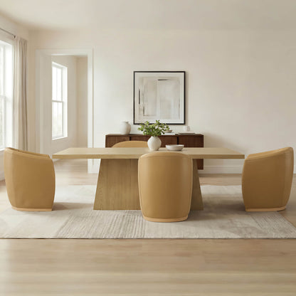 Jovie Cross Pedestal Wood Dining Table