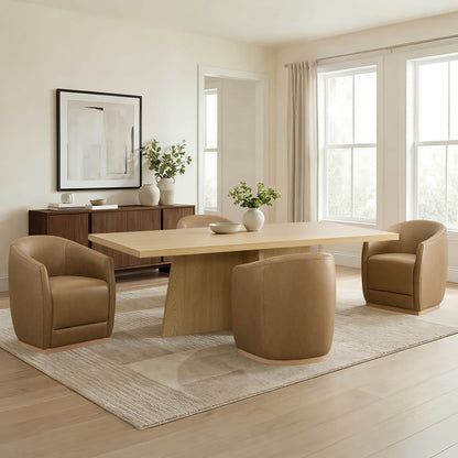 Jovie Cross Pedestal Wood Dining Table