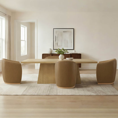 Jovie Cross Pedestal Wood Dining Table