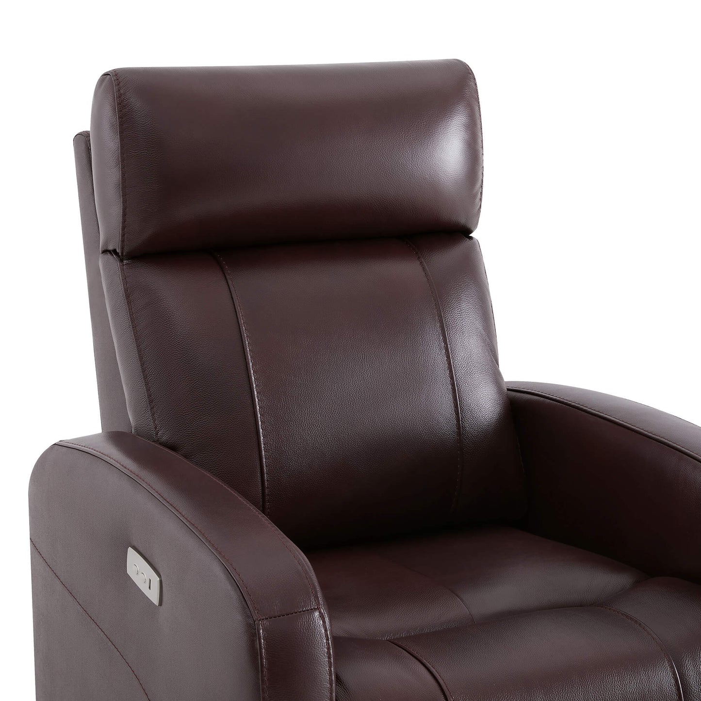 CHITA LIVING-Joy Power Swivel Recliner with Manual Headrest-Recliners-Genuine Leather-Cognac-